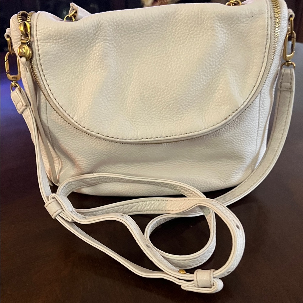 HOBO Fern Messenger Cream Leather Crossbody Bag